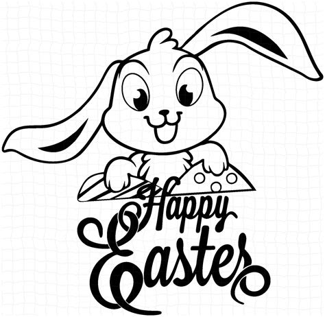Happy Easter Bunny SVG SVG png dxf FREE Outline svg | Etsy