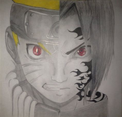 Half Sasuke And Naruto Drawing Naruto Fandom