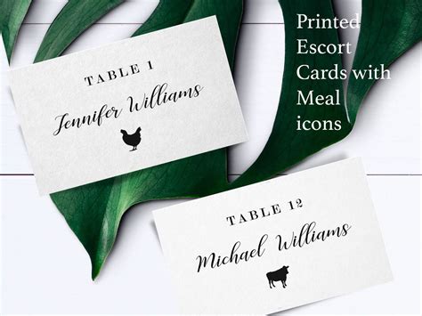 Wedding Meal Choice Tent Cards Escort Card With Food Choices Etsy