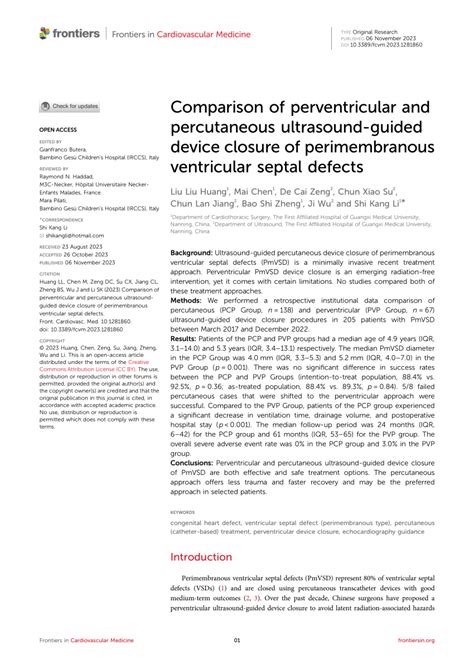 Pdf Comparison Of Perventricular And Percutaneous Ultrasound Guided