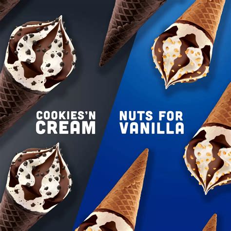 Klondike Frozen Dairy Dessert Cone Cookies N Cream And Nuts For Vanilla
