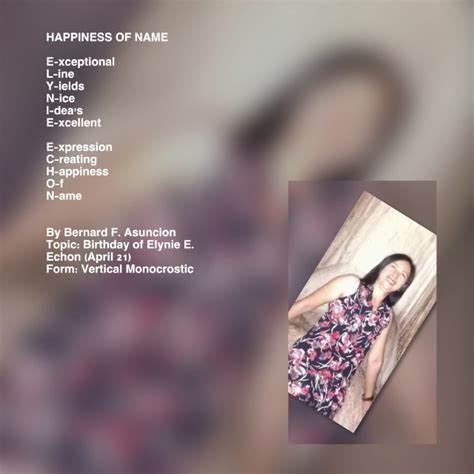 Happiness Of Name By Bernard F Asuncion Happiness Of Name Poem