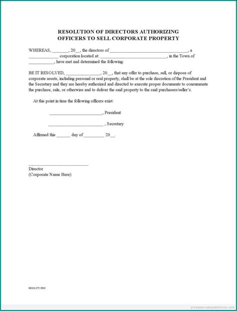 Blank Corporate Authorization Resolution Form Form Resume Examples