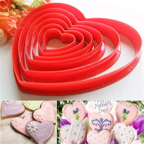 Boddenly 6 Pcs Heart Shape Cookie Cutter Set Valentines Day Cookie