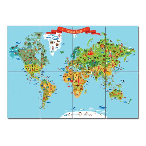 World Map For Kid Block Giant Wall Art Poster