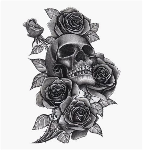Tattoo Women S Skull And Roses Tattoo Hd Png Download Transparent Png Image Pngitem
