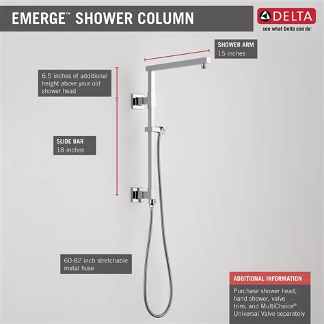 delta 58410 emerge 18 angular shower column brilliance stainless ebay
