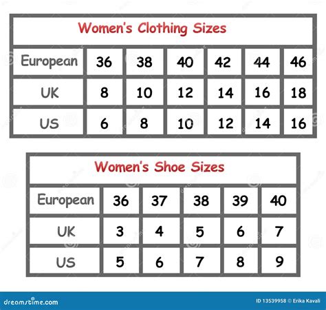 Womens Clothing Size Chart Royalty Free Stock Photos Image 13539958