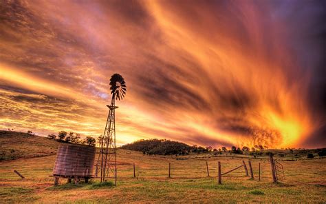 Sunset Over Rural Australia Full Hd Wallpaper And Background Image