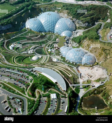 Eden Project Cornwall Aerial View A Series Of Biodomes In A Former