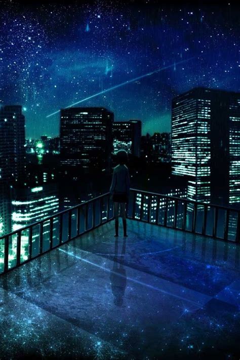 City Night Sky Anime City Anime Scenery Anime Galaxy