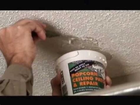 Cut a square drywall repair patch with sharp scissors so it is 1 in (2.5 cm) taller and 1 in (2.5 cm) wider than the hole you want to patch. Popcorn Ceiling Patch Repair - YouTube