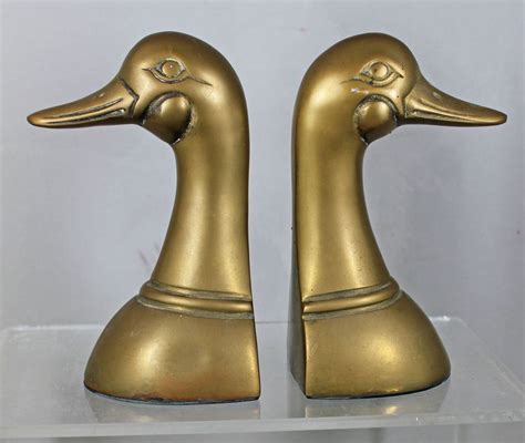 Vintage Solid Brass Duck Bookends Leonard Silversmiths Duck Dynasty Mid