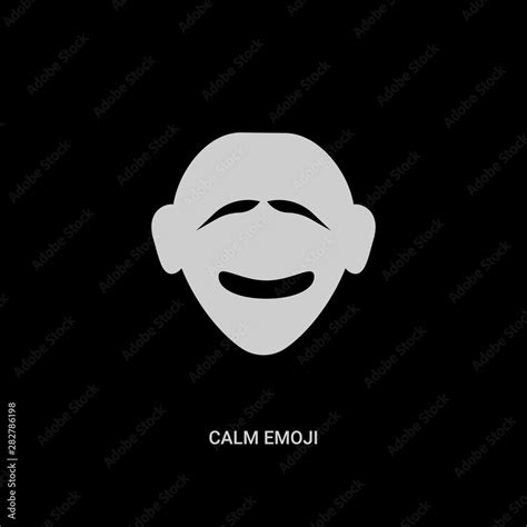 White Calm Emoji Vector Icon On Black Background Modern Flat Calm