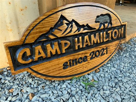 Round Outdoor Rustic Wood Sign Carved Very Wood Basement