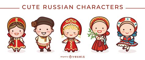 Cute Russian Character Set Vector Download