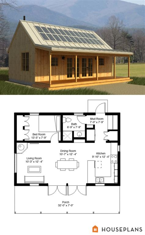 Cabins And Cottages Green Rustic Cabin Floor Plan And Elevation 700