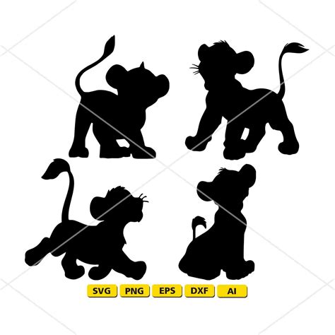Simba Silhouette Lion King Instant Download Svg Png Dxf Format