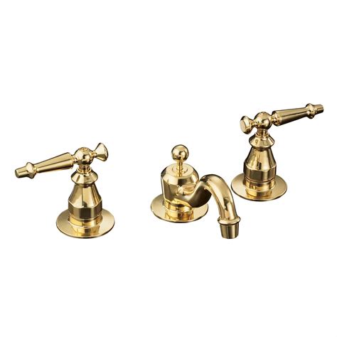 Kohler Antique Widespread Bathroom Faucet In Vibrant Polished Brass