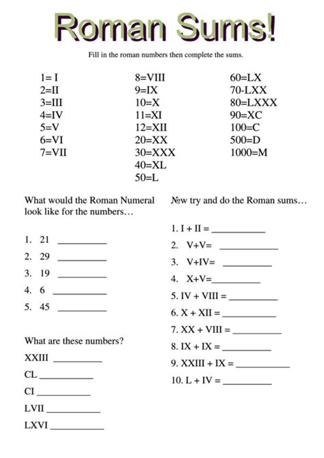 Printable Roman Numeral Reference Table Cheat Sheet Free Printable Images
