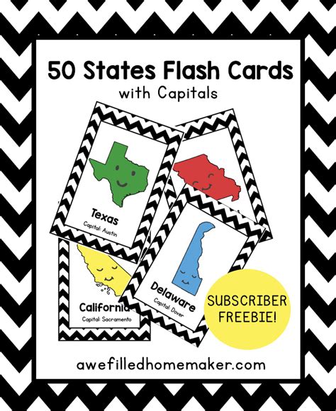 50 States And Capitals Flash Cards