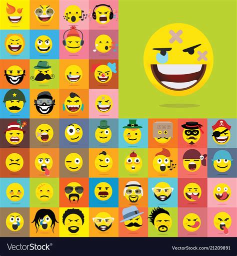 Set Of Emoticons Of Emoji Isolated Royalty Free Vector Image