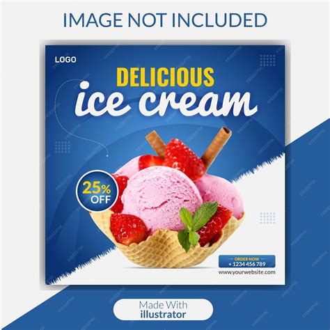 Premium Vector Delicious Ice Cream Social Media Banner Design Template