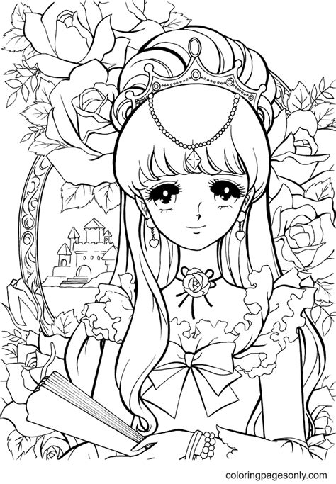 Lovely Anime Girl Coloring Page Free Printable Coloring Pages