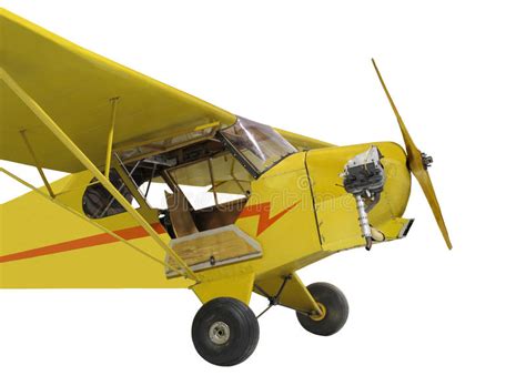 Vintage Small Single Engine Yellow Airplane Isolat Stock Photo Image