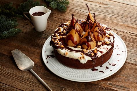 Spiced Hazelnut Pear Cake With Chocolate Sauce Recipe Epicurious Com