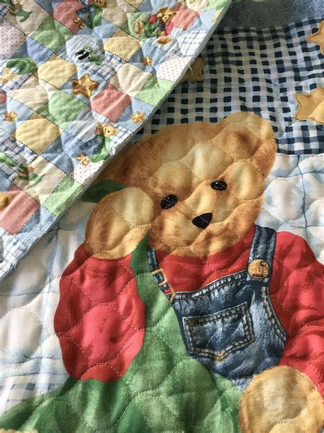 Teddy Bear Pre Quilted Panel Double Sided Quilting Panel Nursery