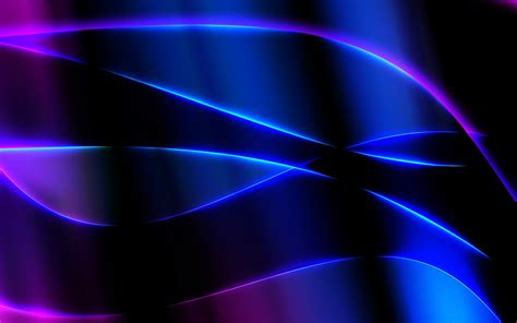 Wallpaper Neon Abstract Purple Wavy Lines Blue Circle Lens