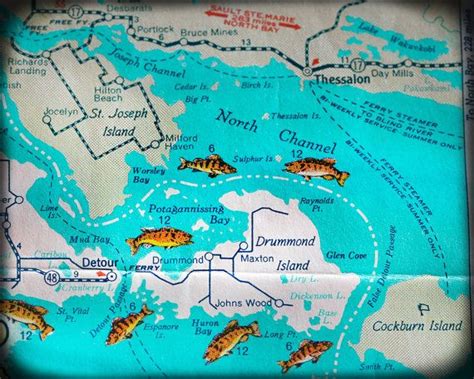 Drummond Island Michigan Retro Map Print Funky Vintage Etsy Retro