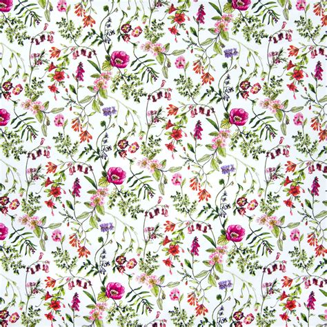 Pink Red And Pink Floral Print Drapery And Upholstery Fabric