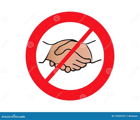 No Handshake Icon With Red Forbidden Sign Avoiding Physical Contact