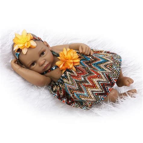 Hot Inch American Baby Doll African Black Girl Doll Full Silicone Body Bebe Reborn Baby DIY