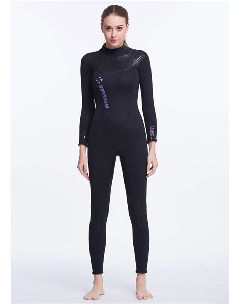 3mm Neoprene Womens Wetsuit Back Zipper Full Body Long Sleeve Scr Suit Swim Scuba Diving