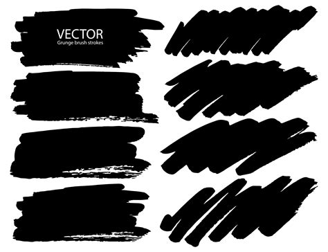Set of brush strokes, Black ink grunge brush strokes. Vector ...