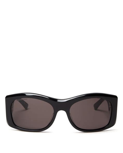 Balenciaga Women S Rectangular Sunglasses In Black Gray Black Lyst