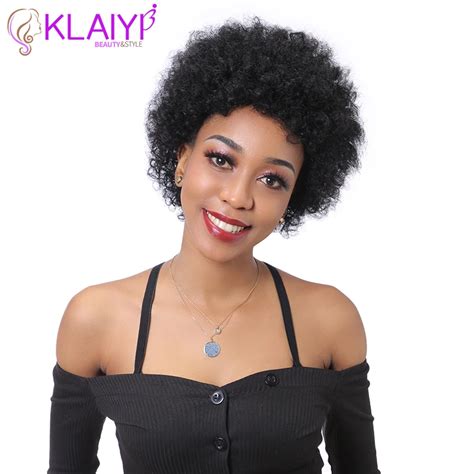klaiyi hair afro kinky curly hair wig 6 inch short brazilian remy human hair wigs 1 2 4
