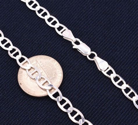 53mm Mens Solid Mariner Link Chain Necklace Real 925 Sterling Silver