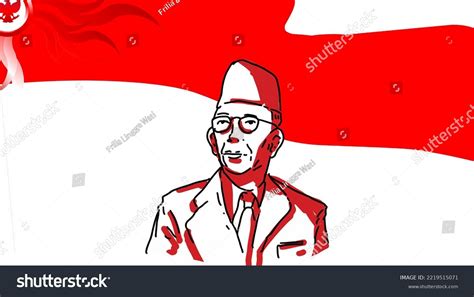 Suharto Illustration Red White Flag Stock Vector Royalty Free