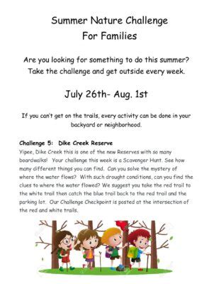 Week Of Summer Nature Challenge Flyer Dartmouth Natural Resources