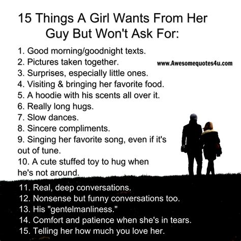 awesome quotes 15 things a girl wants from her guy but won t ask for