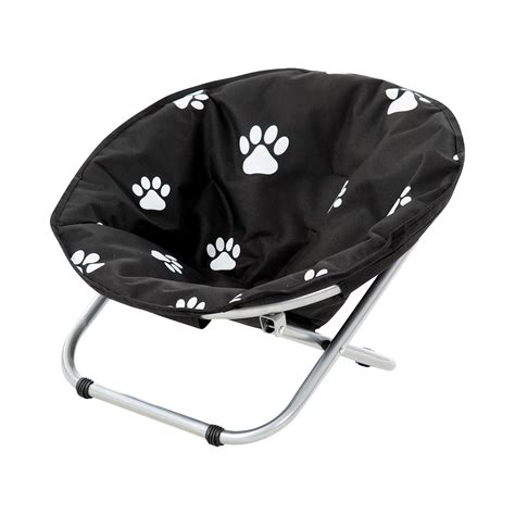 Folding Pet Cot Chair Elevated Cat Bed Paw Print Papasan Chair For