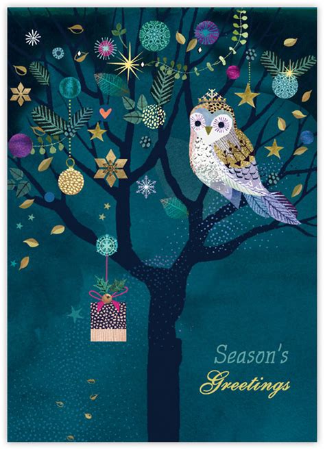 Charitable Holiday Greeting Cards By Good Cause Greetings Sparkly Owl