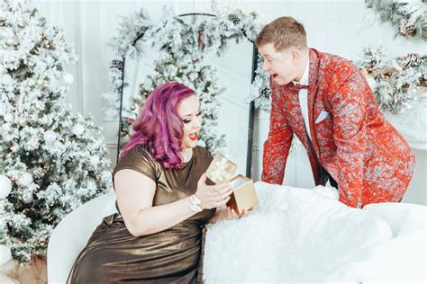 Lgbtq Lesbian Couple Celebrating Christmas New Year Winter Holiday Gay Female With Partner