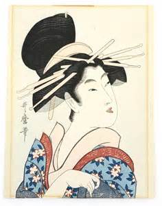 lot vintage kitagawa utamaro geisha woodblock print