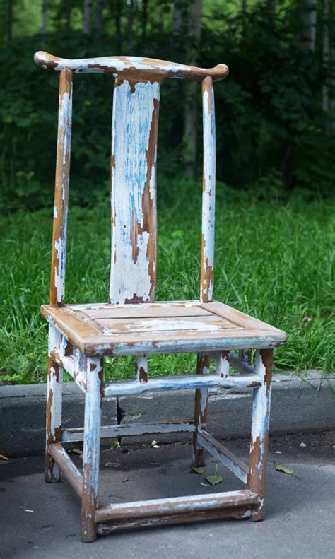 Old Torn Retro Wooden Chair Stock Photo Image Of White Simple 99382704