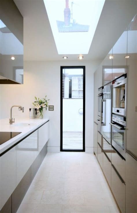 Small southwest galley brick floor and wood ceiling kitchen. 31 Stylish And Functional Super Narrow Kitchen Design ...